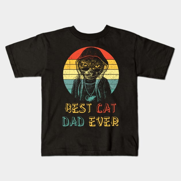 Best Cat Dad Ever Kids T-Shirt by Rochelle Lee Elliott